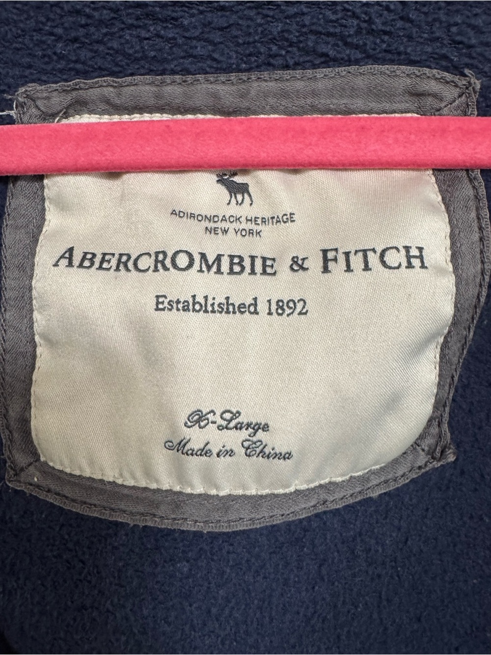 Y2K Abercrombie & Fitch Hoodie Navy Full Zip Sweatshirt size XL - Picture 5 of 8